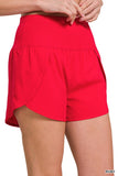 High Waisted Zippered Back Pocket Running Shorts