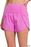 High Waisted Zippered Back Pocket Running Shorts