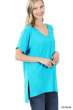 Rolled Sleeve with Hi-Low hem Top