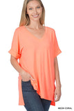 Rolled Sleeve with Hi-Low hem Top