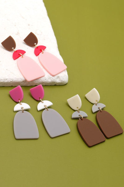 Acrylic Geo Shape Drop Earrings