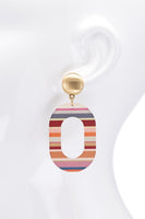 Acrylic Oval Stripe Print Dangle Drop Earrings