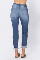 Judy Blue Cuffed Distressed Boyfriend Jeans