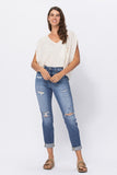 Judy Blue Cuffed Distressed Boyfriend Jeans