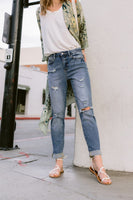 Judy Blue Cuffed Distressed Boyfriend Jeans