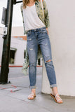 Judy Blue Cuffed Distressed Boyfriend Jeans