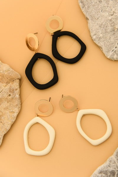 Off Shape Circle Clay Drop Earrings