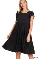 Ruffled Sleeve Tiered Dress