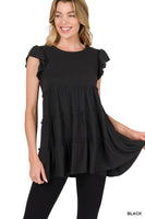 Ruffled Sleeve Tiered Tunic Top