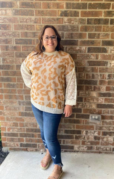 Leopard Textured Sleeve Top