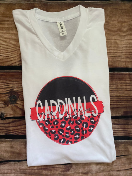 Melissa Cardinals Leopard Circle Tee