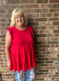 Ruffled Sleeve Tiered Tunic Top