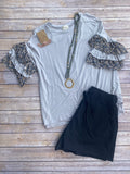 Silver Tiered Ruffled Top