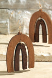 Two Tone Double Arch Wood Drop Earrings