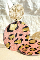 Genuine Leather Leopard Print Dangle Drop Earrings