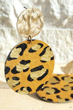 Genuine Leather Leopard Print Dangle Drop Earrings