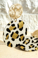 Genuine Leather Leopard Print Dangle Drop Earrings