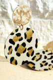 Genuine Leather Leopard Print Dangle Drop Earrings